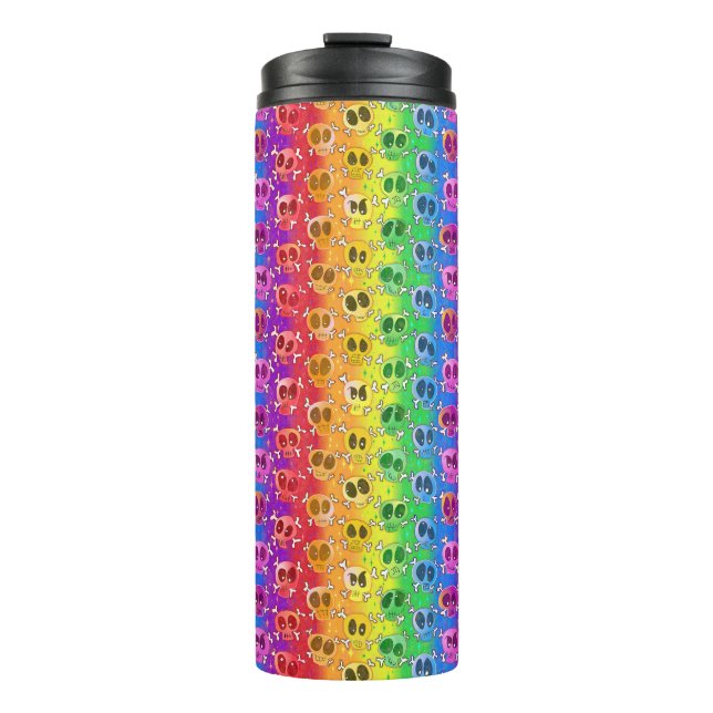 Rainbow Skulls Gay Pride Flag Colours Thermal Tumbler (Front)