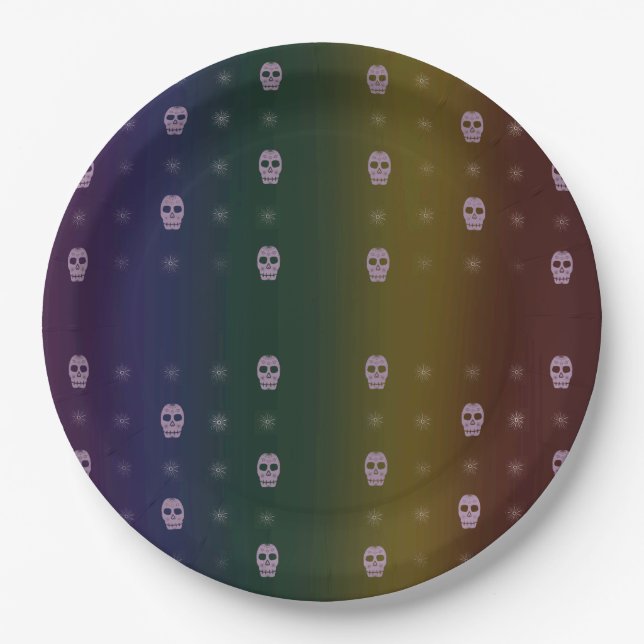 Rainbow Skulls Paper Plate (Front)