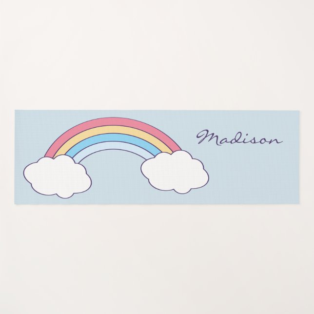 Rainbow Sky custom name yoga mat (Front (Horizontal))