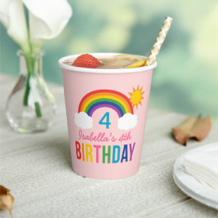 Rainbow Sky Girls Birthday Party Pink Cup