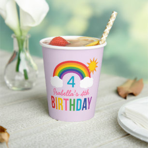 Rainbow Sky Girls Birthday Party Purple Paper Cups