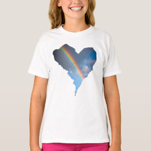 Rainbow Sky Heart Tote Bag Dreamy Nature Canvas T-Shirt