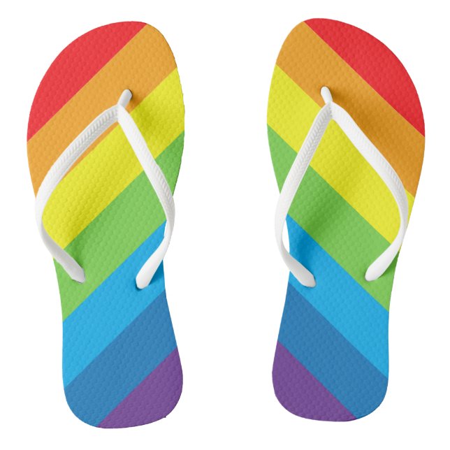 Rainbow Slash Stripes  Flip Flops (Footbed)