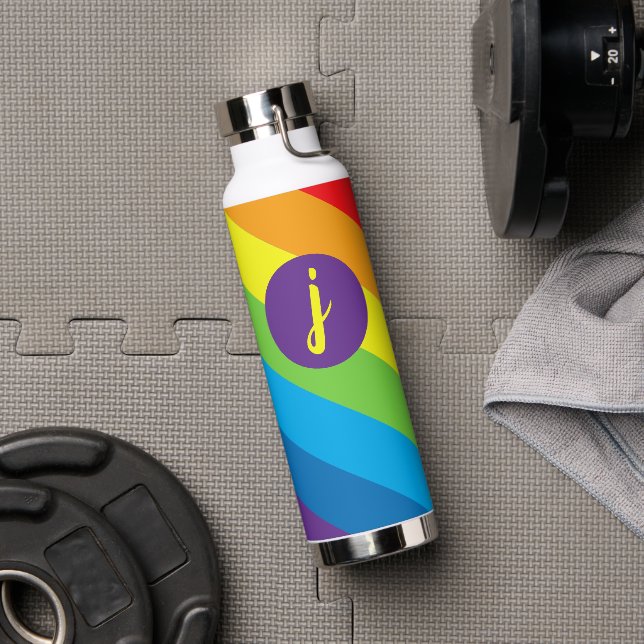 Rainbow Slash Stripes Monogram Water Bottle (Gym)