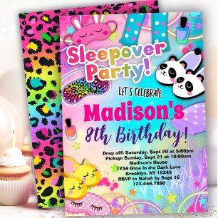 Rainbow Sleepover Birthday Party Invitation