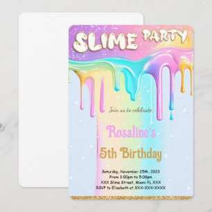 Rainbow Slime Birthday Party Invitation