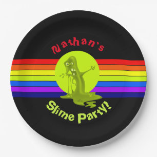 Rainbow Slime Birthday Party Paper Plate