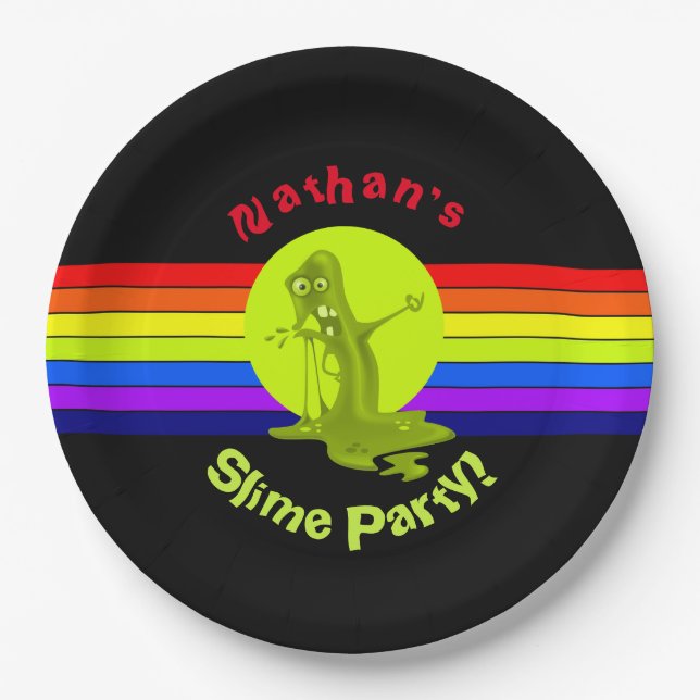 Rainbow Slime Birthday Party Paper Plate (Front)