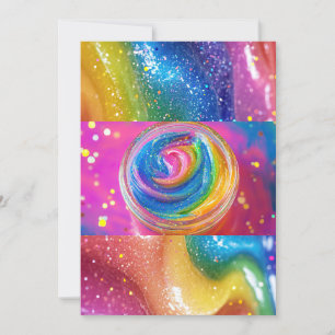 Rainbow Slime Custom Birthday Party Invitation