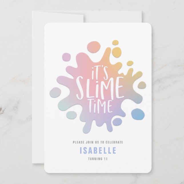 Rainbow slime party invitation (Front)