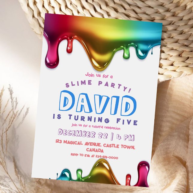 Rainbow Slime Party Invitation Slime 5th Birthday  (Creator Uploaded)