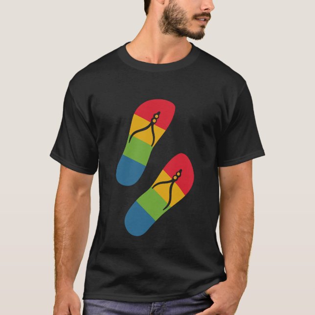 Rainbow Slippers Modern Black Art Simple Trendy T-Shirt (Front)