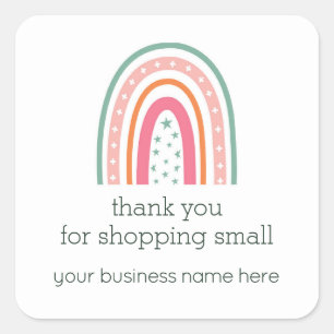 Rainbow Small Business Thank You Square Sticker