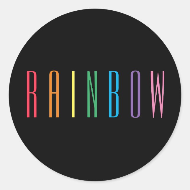 RAINBOW Small Round Stickers / Black (Front)