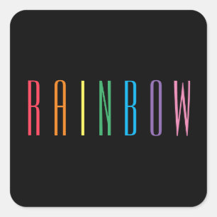 RAINBOW Small Square Stickers / Black