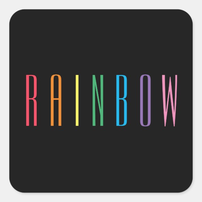 RAINBOW Small Square Stickers / Black (Front)