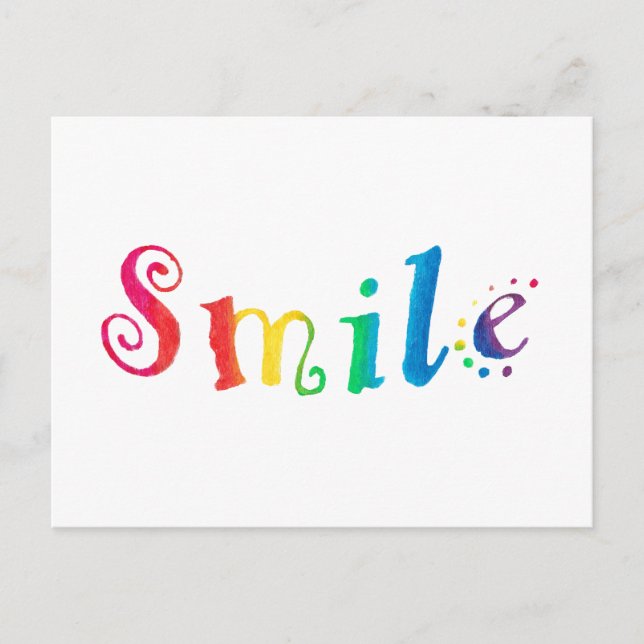 Rainbow Smile Postcard Happy smile Typography Art (Front)