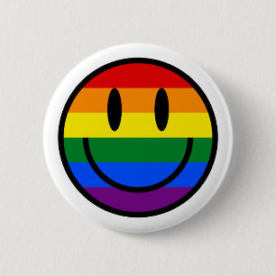 Rainbow Smiley Face 6 Cm Round Badge