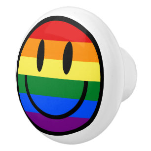 Rainbow Smiley Face Ceramic Knob