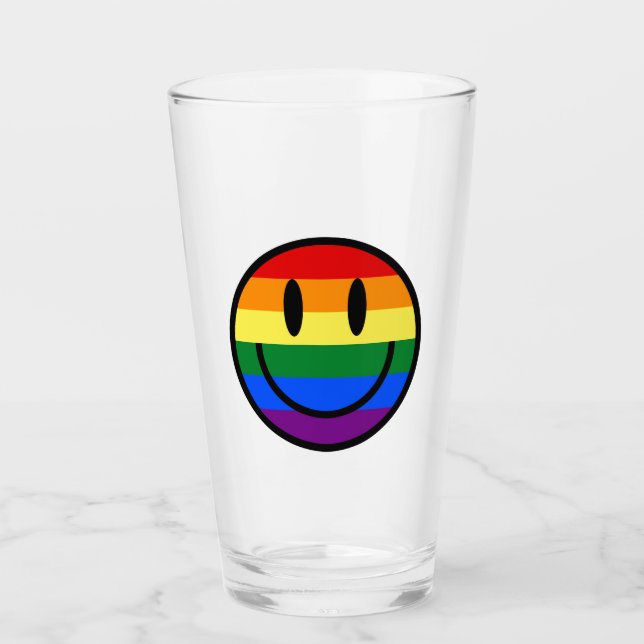 Rainbow Smiley Face Glass (Front)