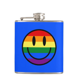 Rainbow Smiley Face Hip Flask
