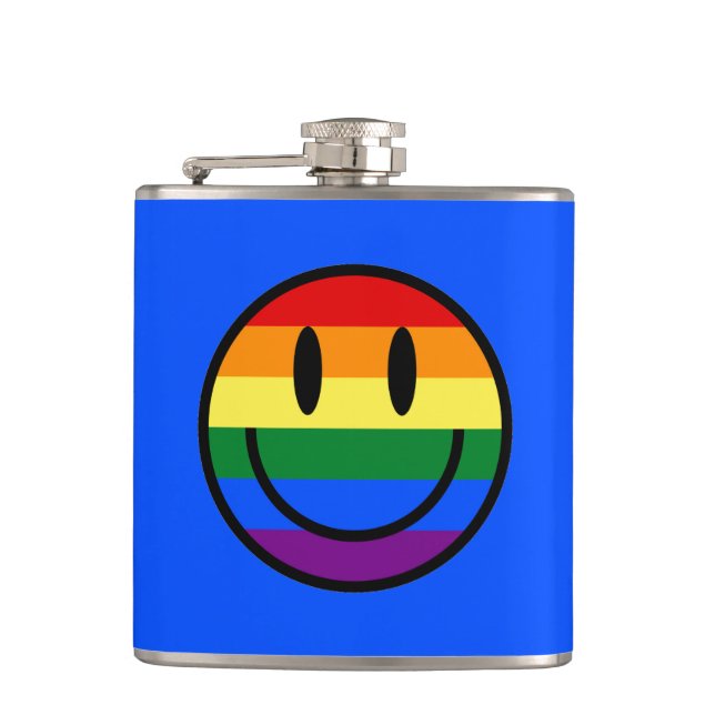 Rainbow Smiley Face Hip Flask (Front)