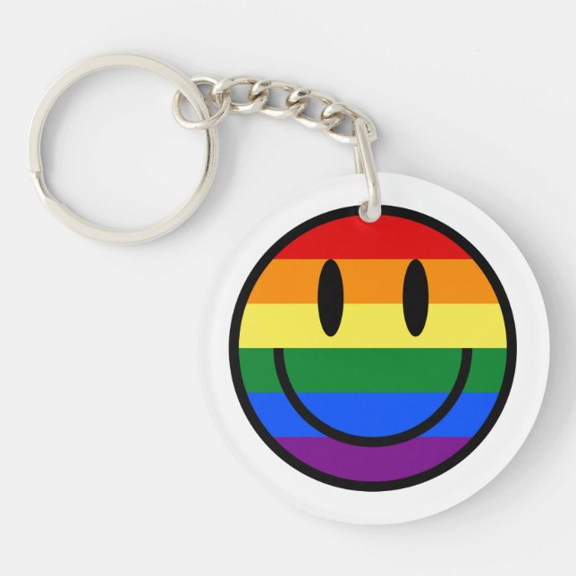 Rainbow Smiley Face Key Ring (Front)