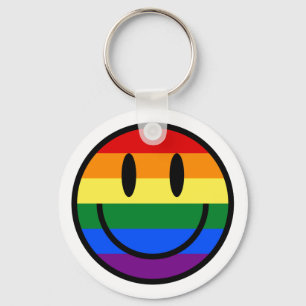 Rainbow Smiley Face Key Ring