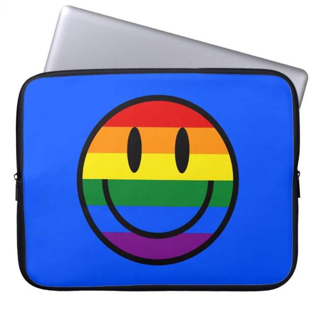 Rainbow Smiley Face Laptop Sleeve (Front)