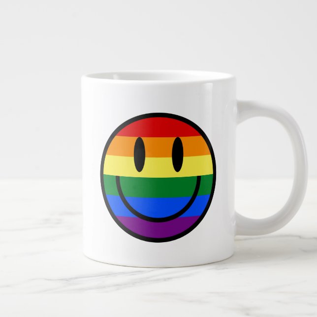 Rainbow Smiley Face Large Coffee Mug (Right)
