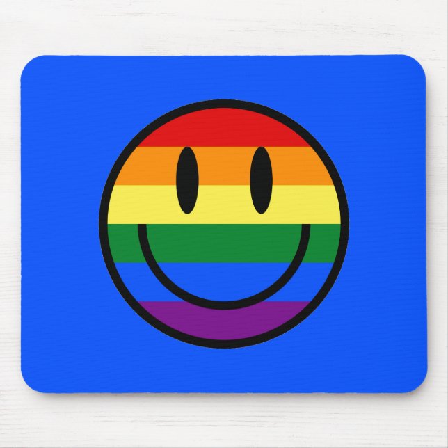 Rainbow Smiley Face Mouse Mat (Front)