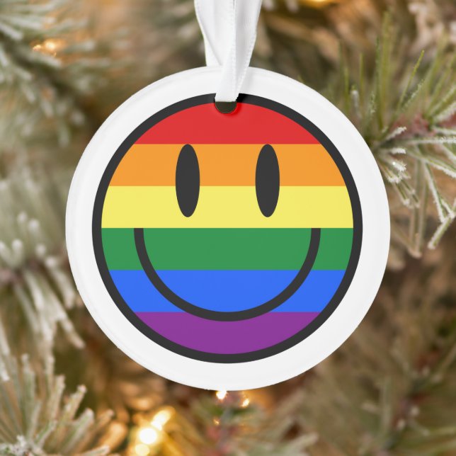 Rainbow Smiley Face Ornament (Tree)