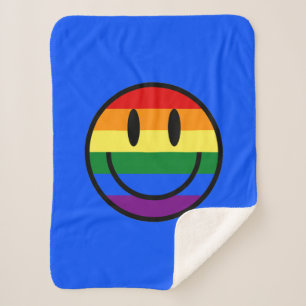 Rainbow Smiley Face Sherpa Blanket