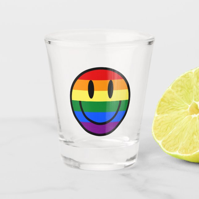 Rainbow Smiley Face Shot Glass (Front)