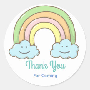 Rainbow Smiling Cloud Thank You Classic Round Sticker