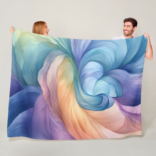 Rainbow smoke swirl pattern fleece blanket (In Situ)