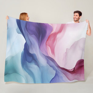 Rainbow smoke swirl pattern fleece blanket