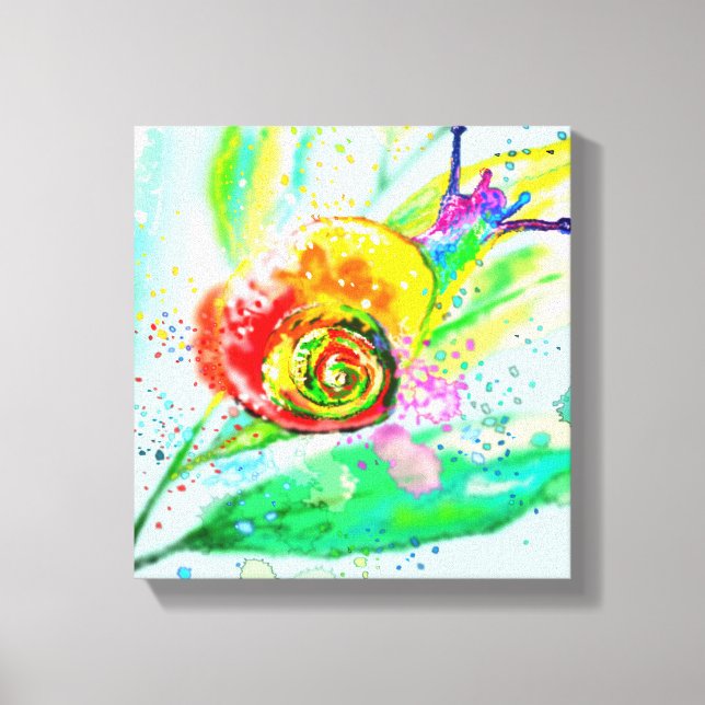 Rainbow Snail Canvas Print - Painting (Front)