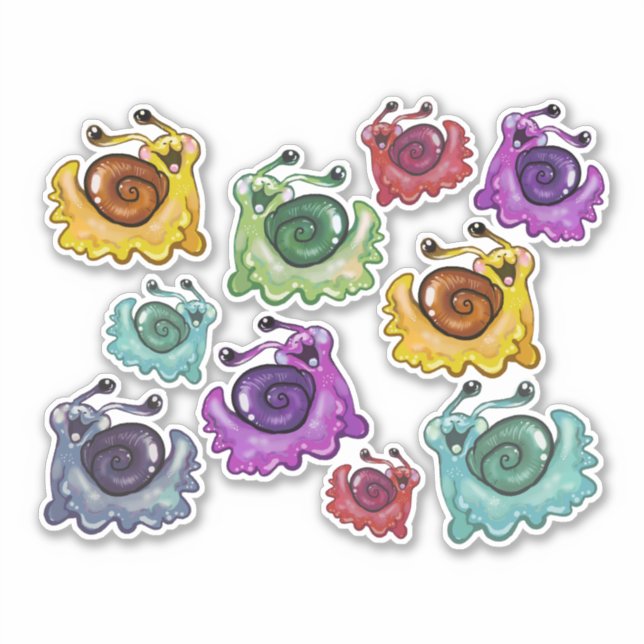 Rainbow Snails Custom-Cut Vinyl Sticker (Front)