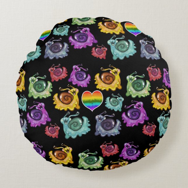 Rainbow Snails  Round Cushion (Front)