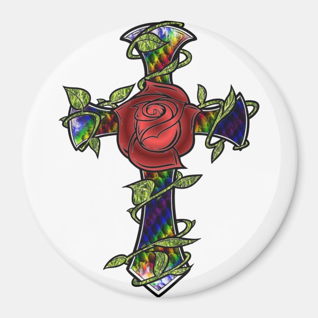 Rainbow Snakeskin Cross Magnet (Front)