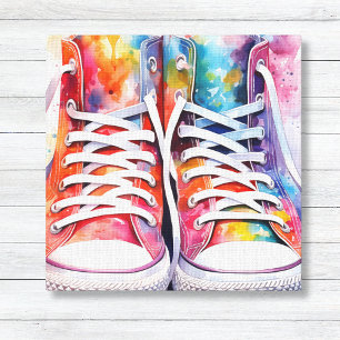 Rainbow Sneakers Watercolor Canvas Print