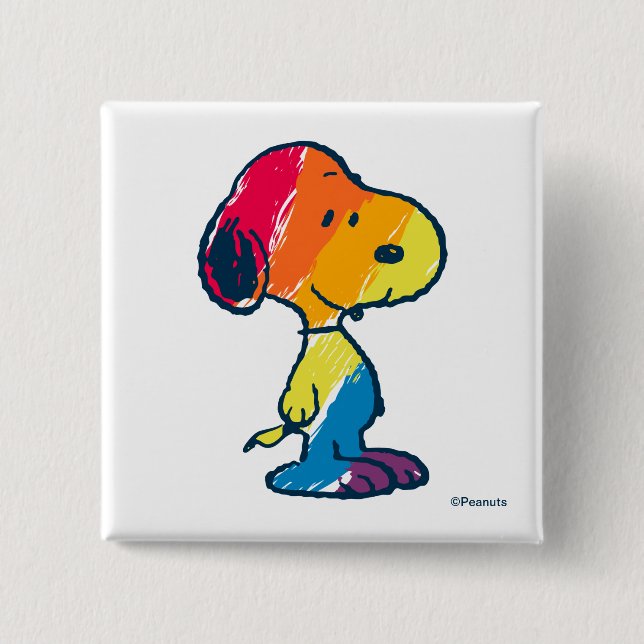 Rainbow Snoopy 15 Cm Square Badge (Front)