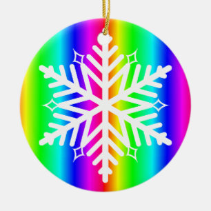Rainbow Snowflake Christmas LGBTQ Ceramic Tree Decoration