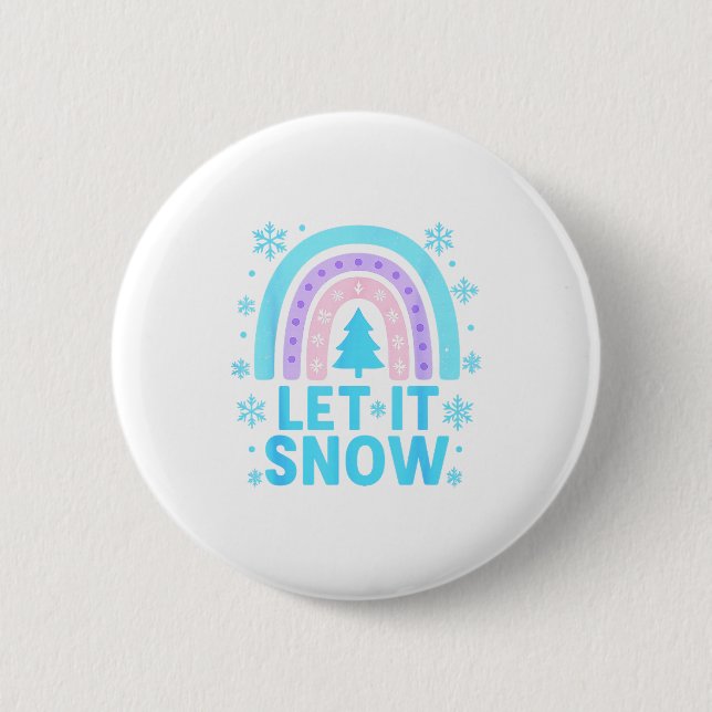 Rainbow Snowflake Christmas Winter Day Suprter Let 6 Cm Round Badge (Front)
