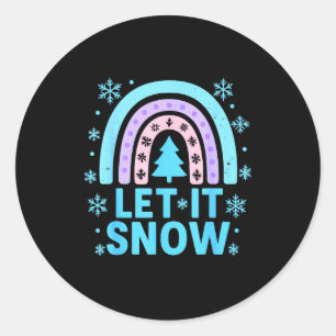 Rainbow Snowflake Christmas Winter Day Suprter Let Classic Round Sticker