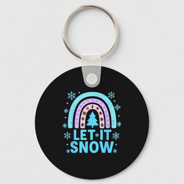 Rainbow Snowflake Christmas Winter Day Suprter Let Key Ring (Front)