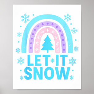 Rainbow Snowflake Christmas Winter Day Suprter Let Poster