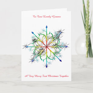 Rainbow Snowflake Gay Newly Wed First Christmas Holiday Card