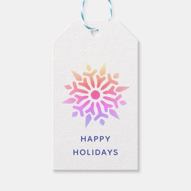 Rainbow Snowflake Happy Holidays Gift Tags (Front)